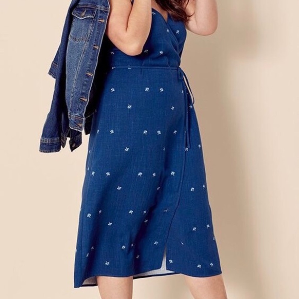 🌸 Women's Floral Print Wrap Dress Indigo